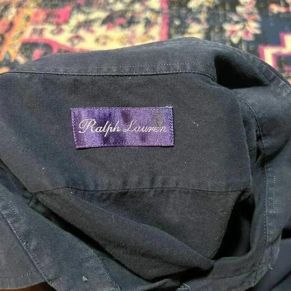 Ralph Lauren Purple Label Men's XXL Navy Button Down‎ Dress Shirt Italy Cotton - Picture 4 of 4